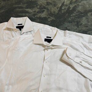 Lot/2 Jos A Bank Reserve white dress shirts No Wrinkle Egyptian Cotton 17/37